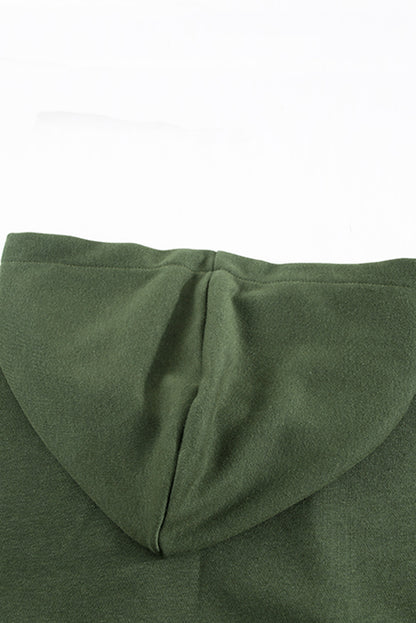 Casual Solid Colour Lace-Up Hoodie | Green