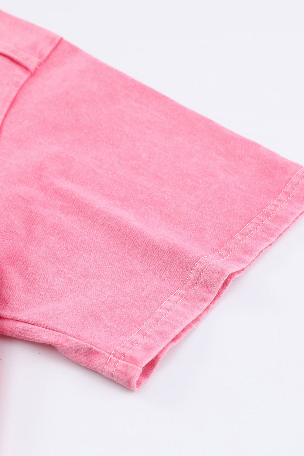 Acid Wash Lace Patch Pocket T-Shirt | Pink