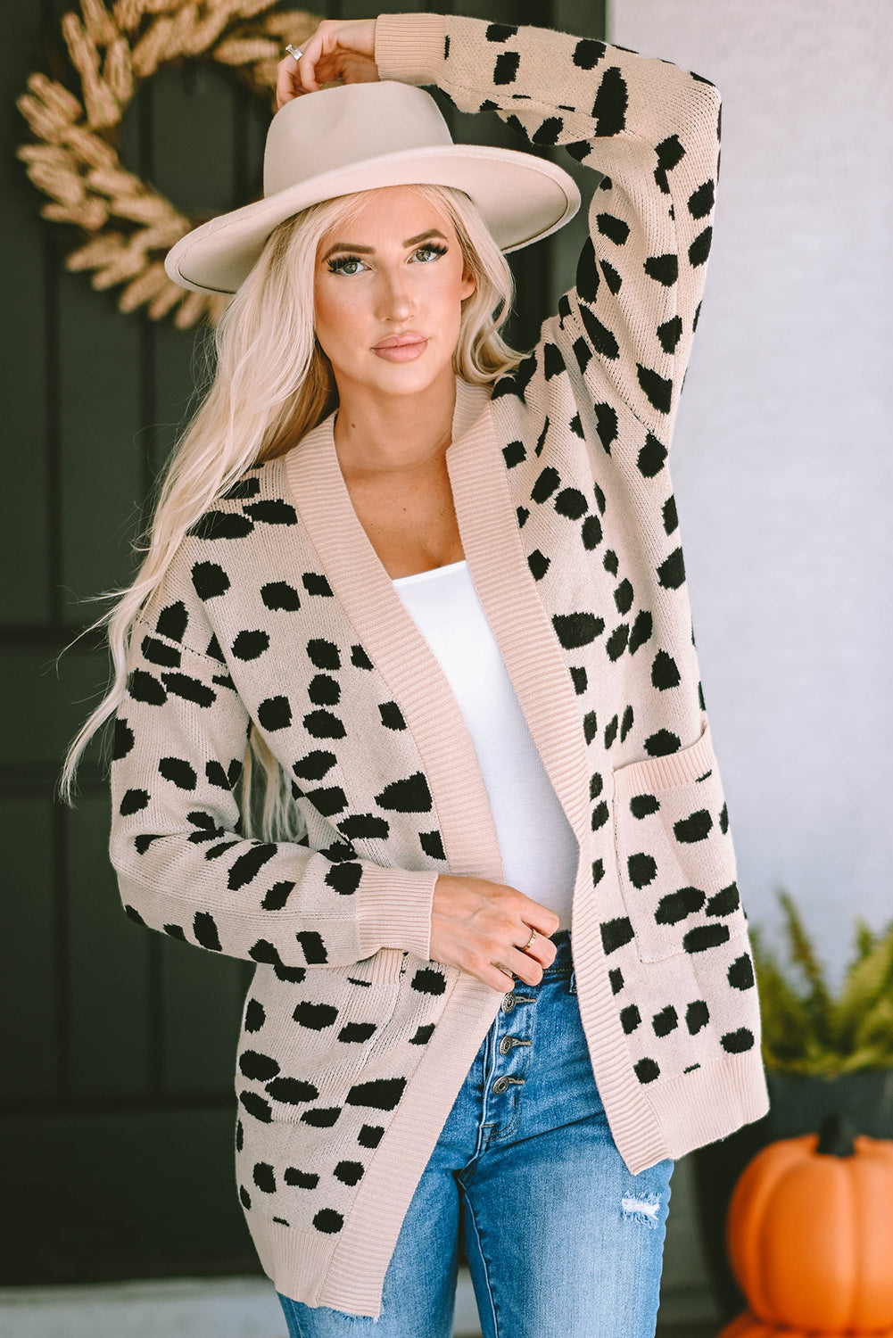 Animal Spotted Pattern Open Front Cardigan | Leopard