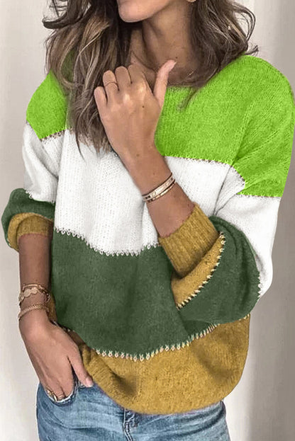 Pullover Colourblock Winter Sweater | Green