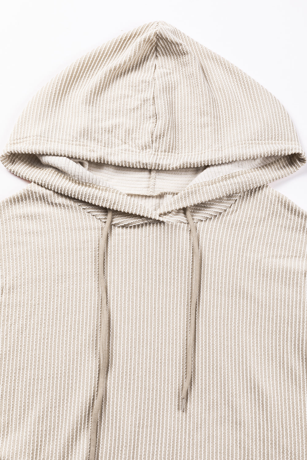 Corded Drop Shoulder Kangaroo Pocket Hoodie | Pale Khaki