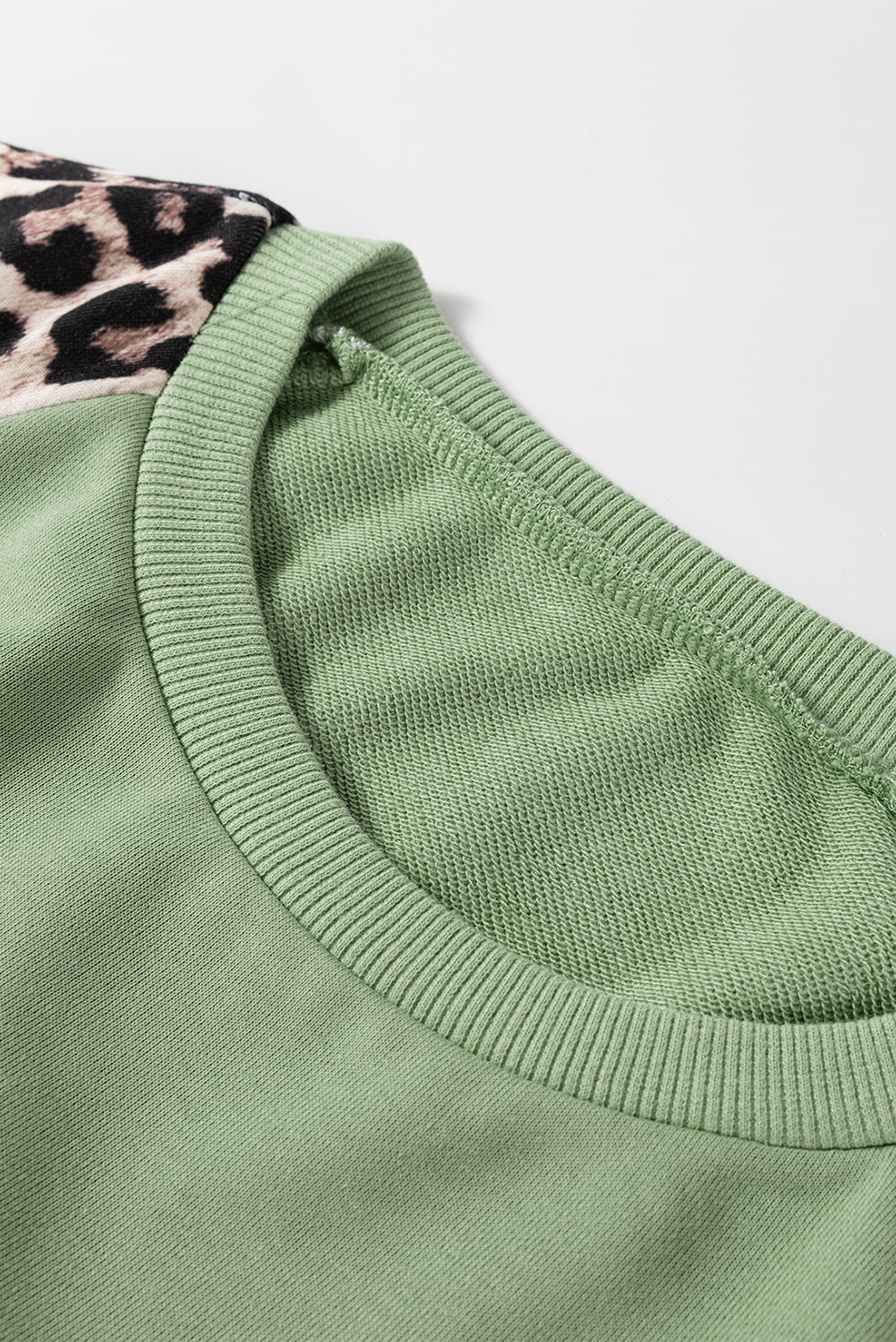 Leopard Print Colourblock Raglan Sleeve Sweatshirt | Grass Green