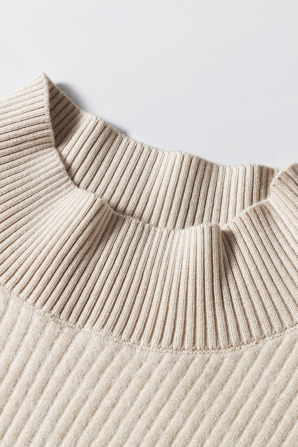 Thermal Lined Ribbed Knit Mock Neck Sweater | Apricot