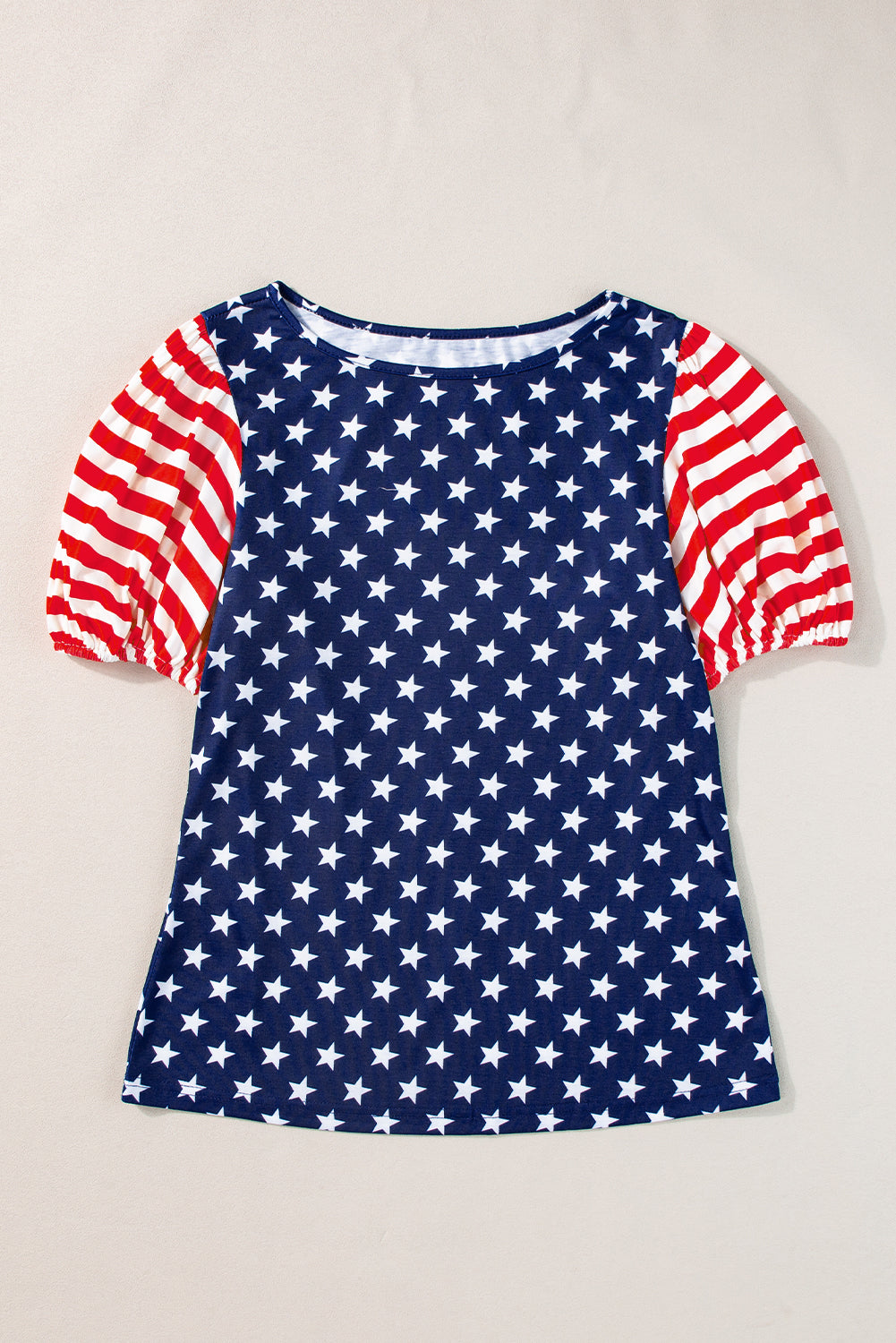 4th of July Stars Stripes Puff Sleeve T Shirt | Navy Blue