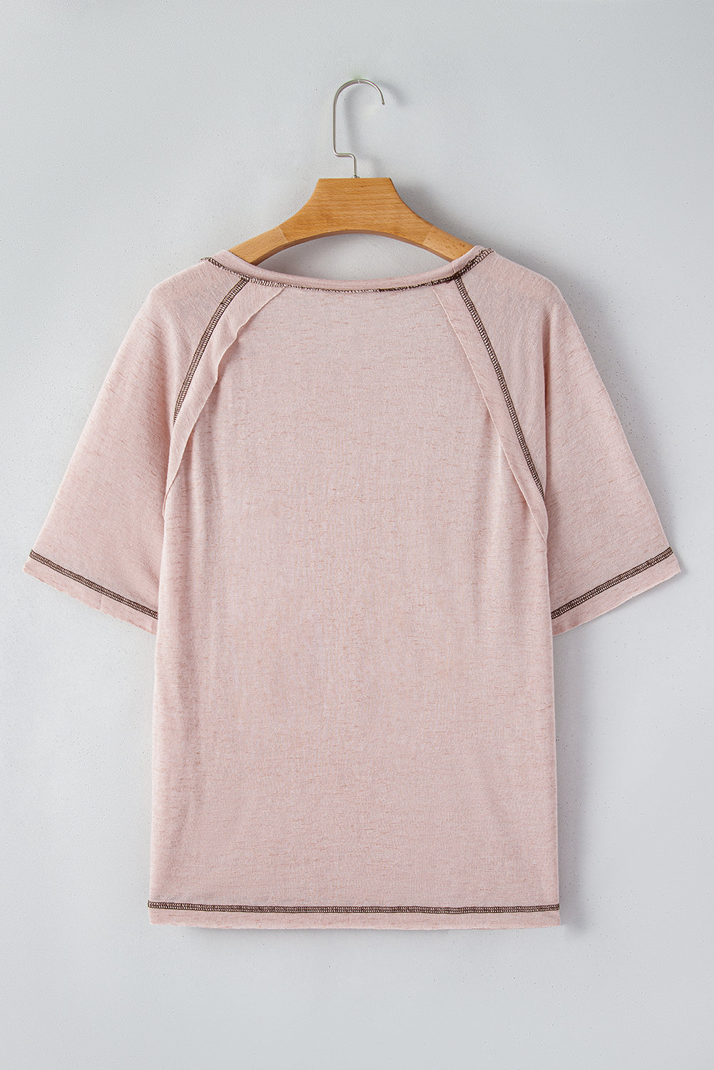 Exposed Seam Detail Loose T-Shirt | Dusty Pink