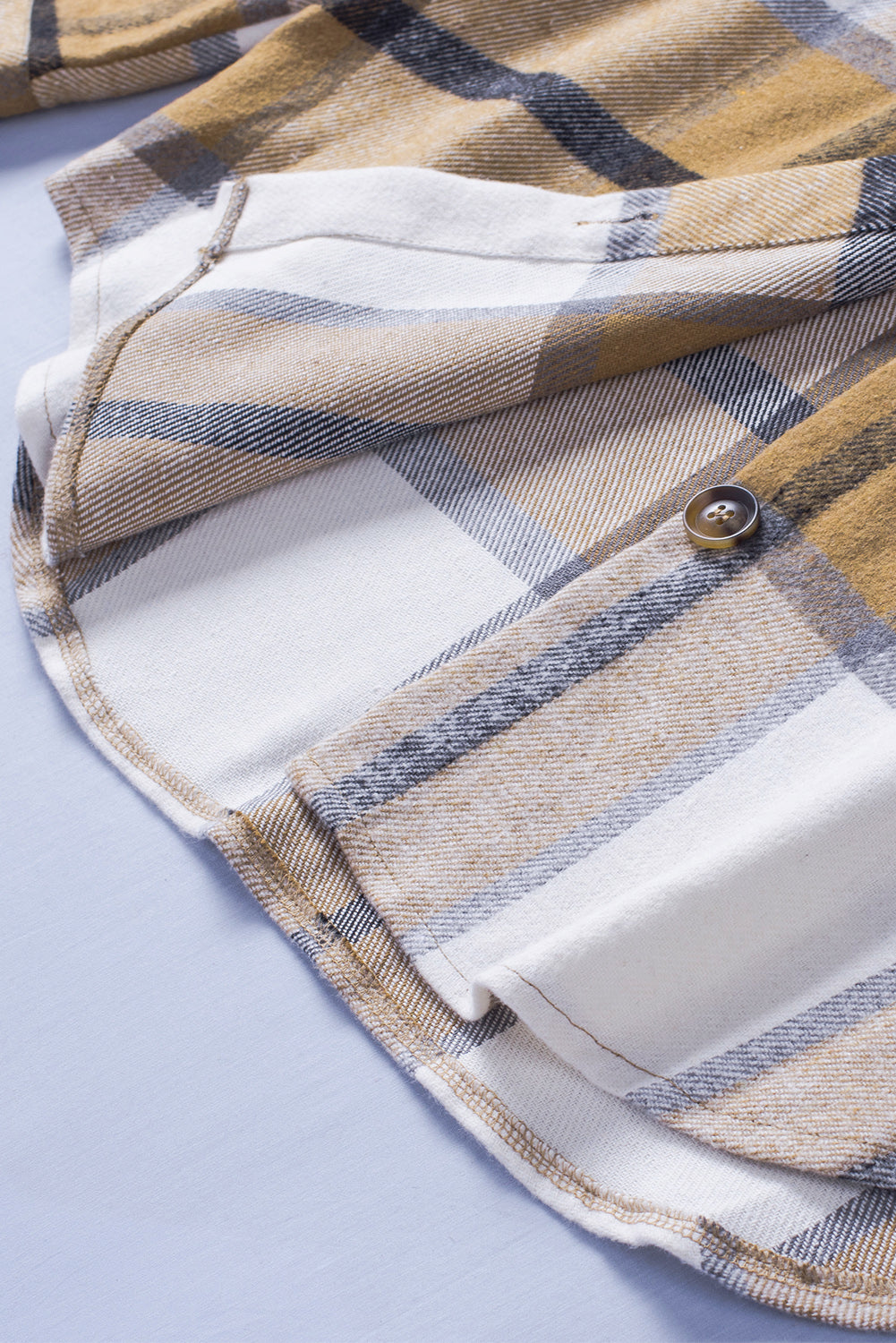 Plaid Button-Up Pocket Hooded Shirt Jacket | White