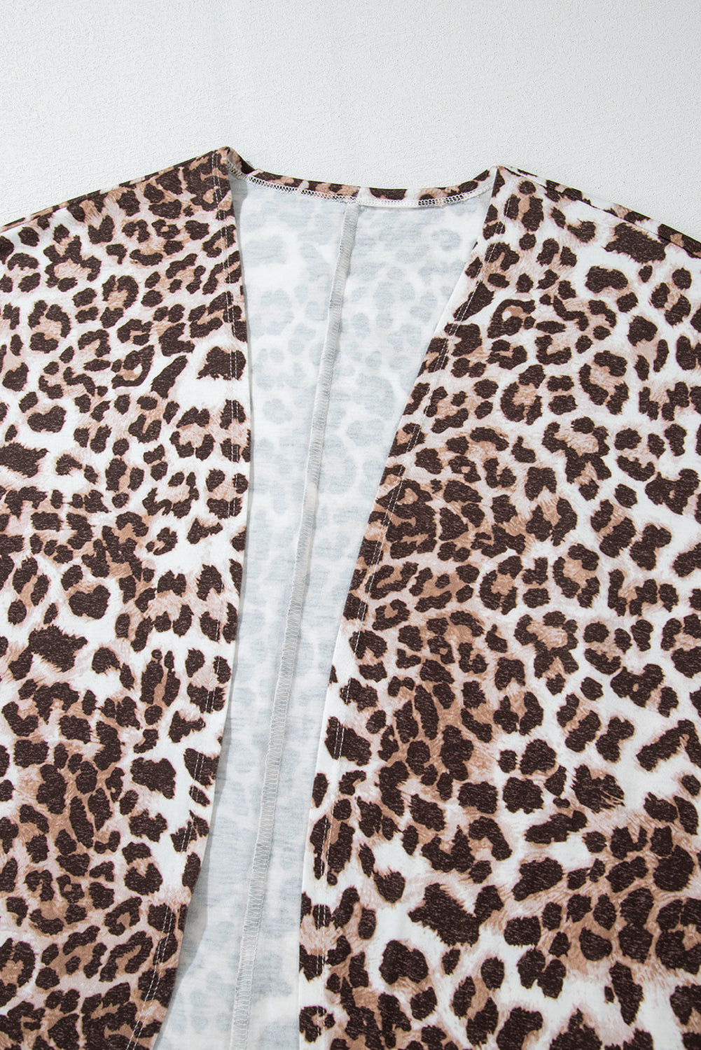 Leopard Print Batwing Sleeve Loose Tunic Cardigan | Khaki