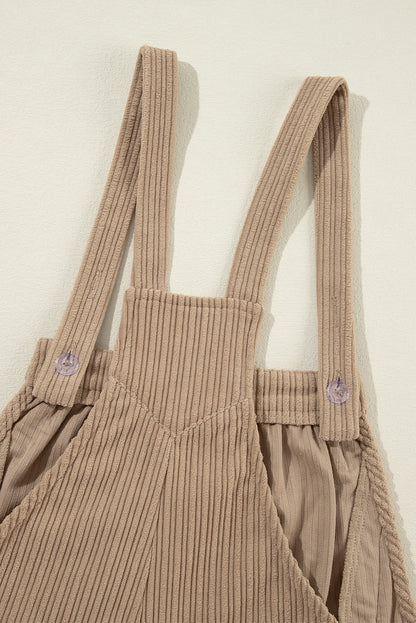 Solid Pocketed Loose Fit Corduroy Overall | Gray Morn