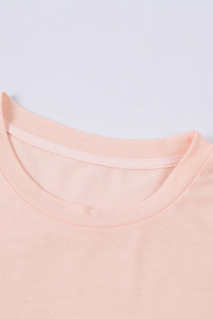 Solid Colour Crew Neck Tee | Pink