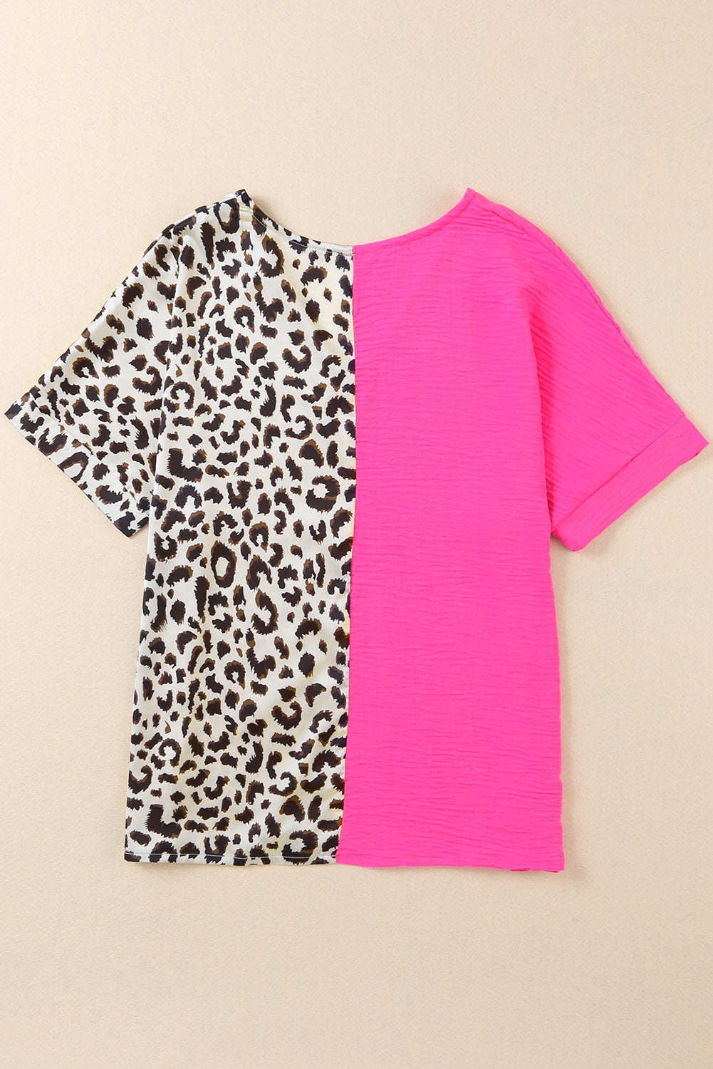 Contrast Leopard Colour Block Blouse | Rose