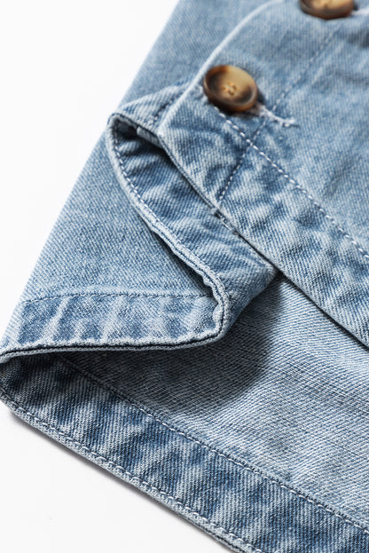 Slit Buttons Pocketed Denim Jacket | Dusk Blue