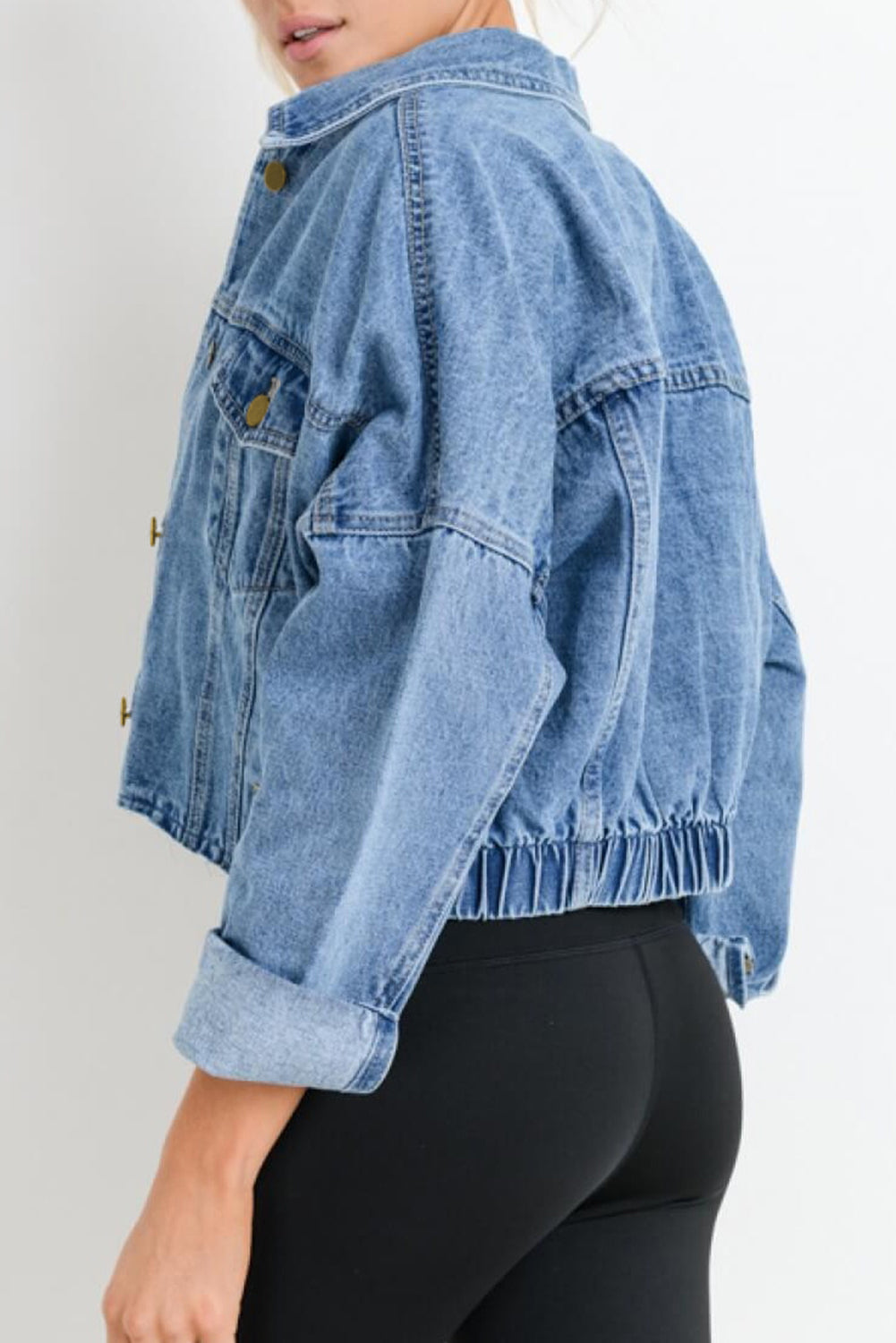 Medium Wash Chunky Cropped Denim Jacket | Sky Blue