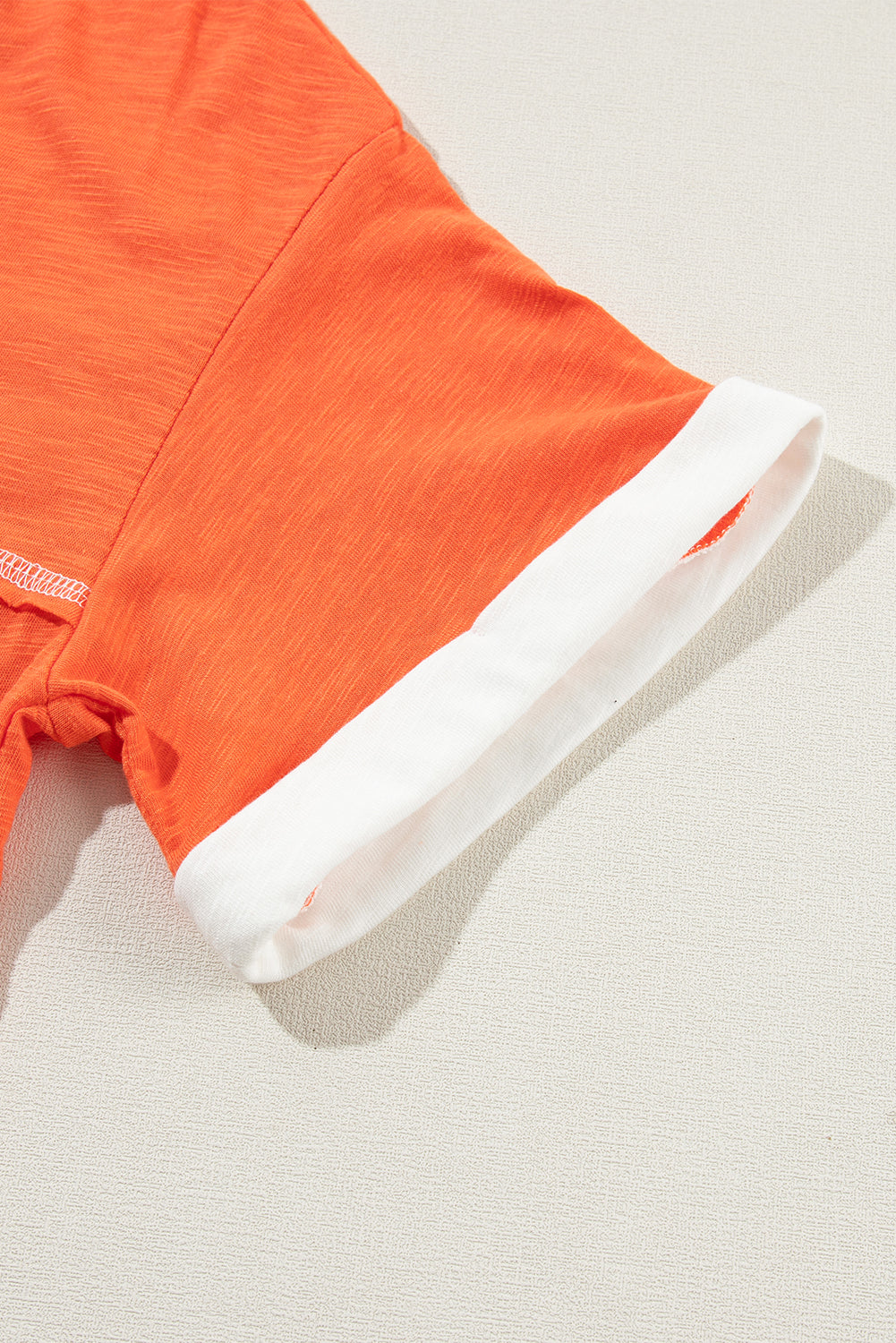 Contrast Trim Exposed Seam V Neck T-Shirt | Grapefruit Orange