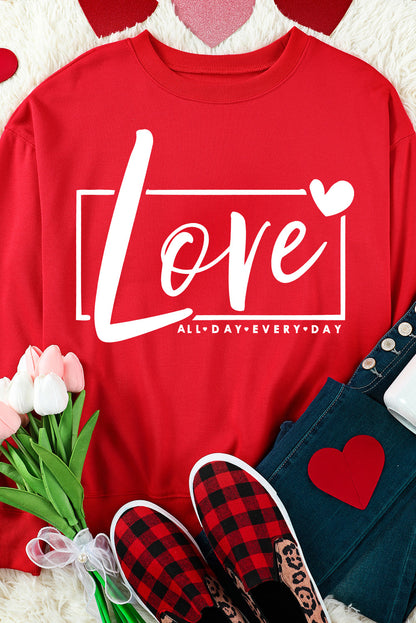 Fiery  Valentine'S Day Love Graphic Sweatshirt | Red