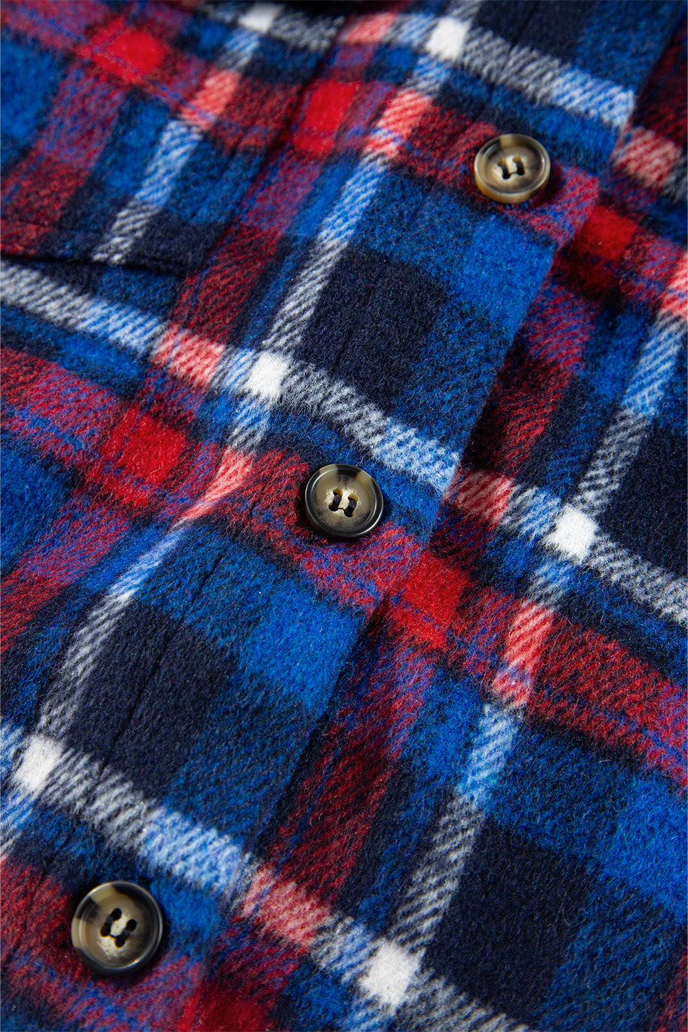 Plaid Flap Pocket Button Up Shacket | Navy Blue