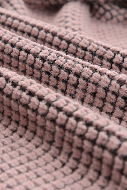 Chunky Waffle Knit Oversized Collar Cardigan | Pink