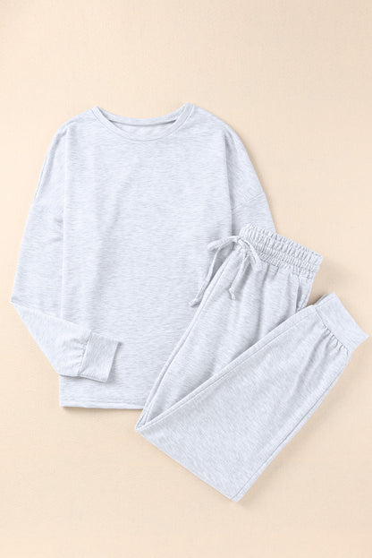 Long Sleeve Pullover And Jogger Pants Lounge Set | Gray