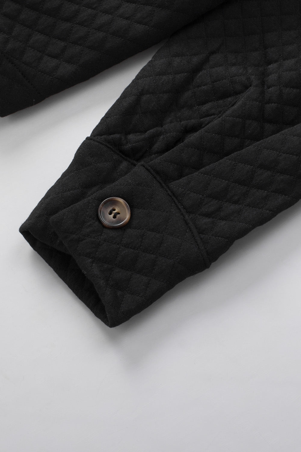 Retro Quilted Flap Pocket Button Shacket | Black