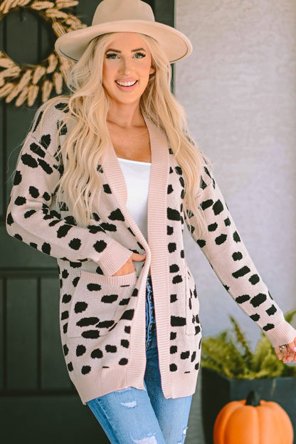 Animal Spotted Pattern Open Front Cardigan | Leopard