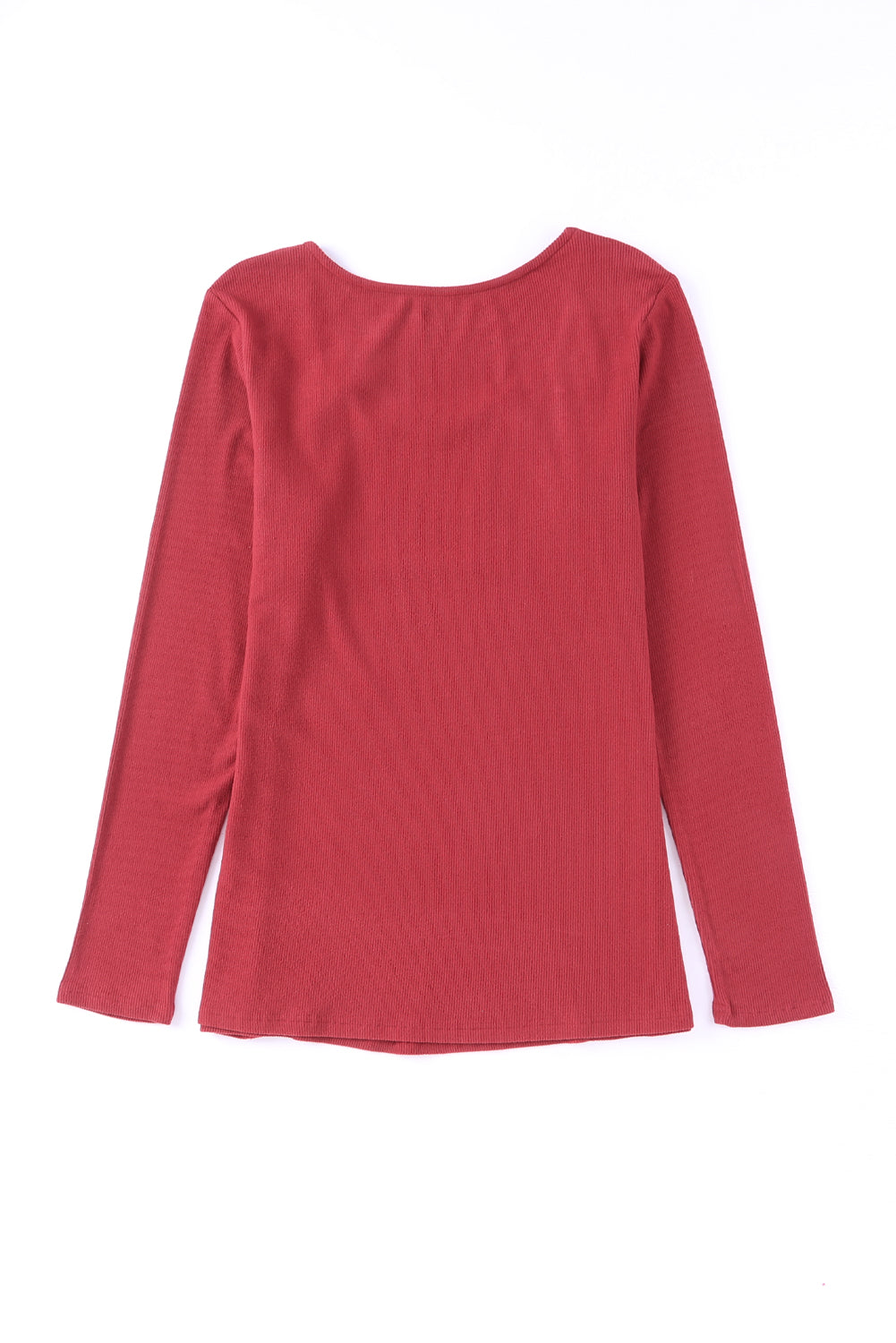 Fiery  Lace Crochet V Neck Long Sleeve Top | Red