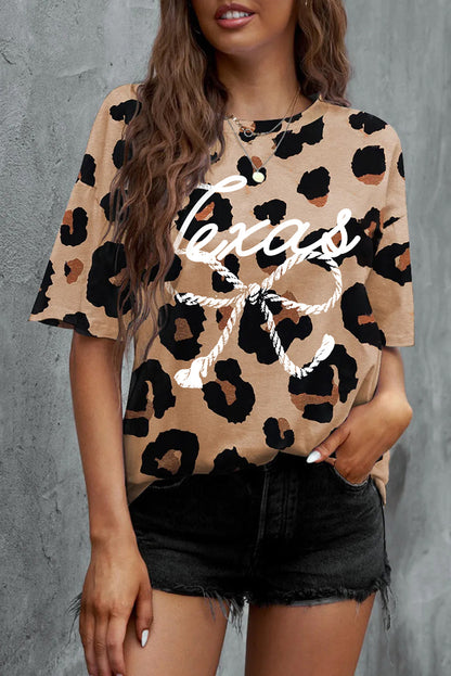 Texas Rope Bowknot Print Oversized T Shirt | Leopard