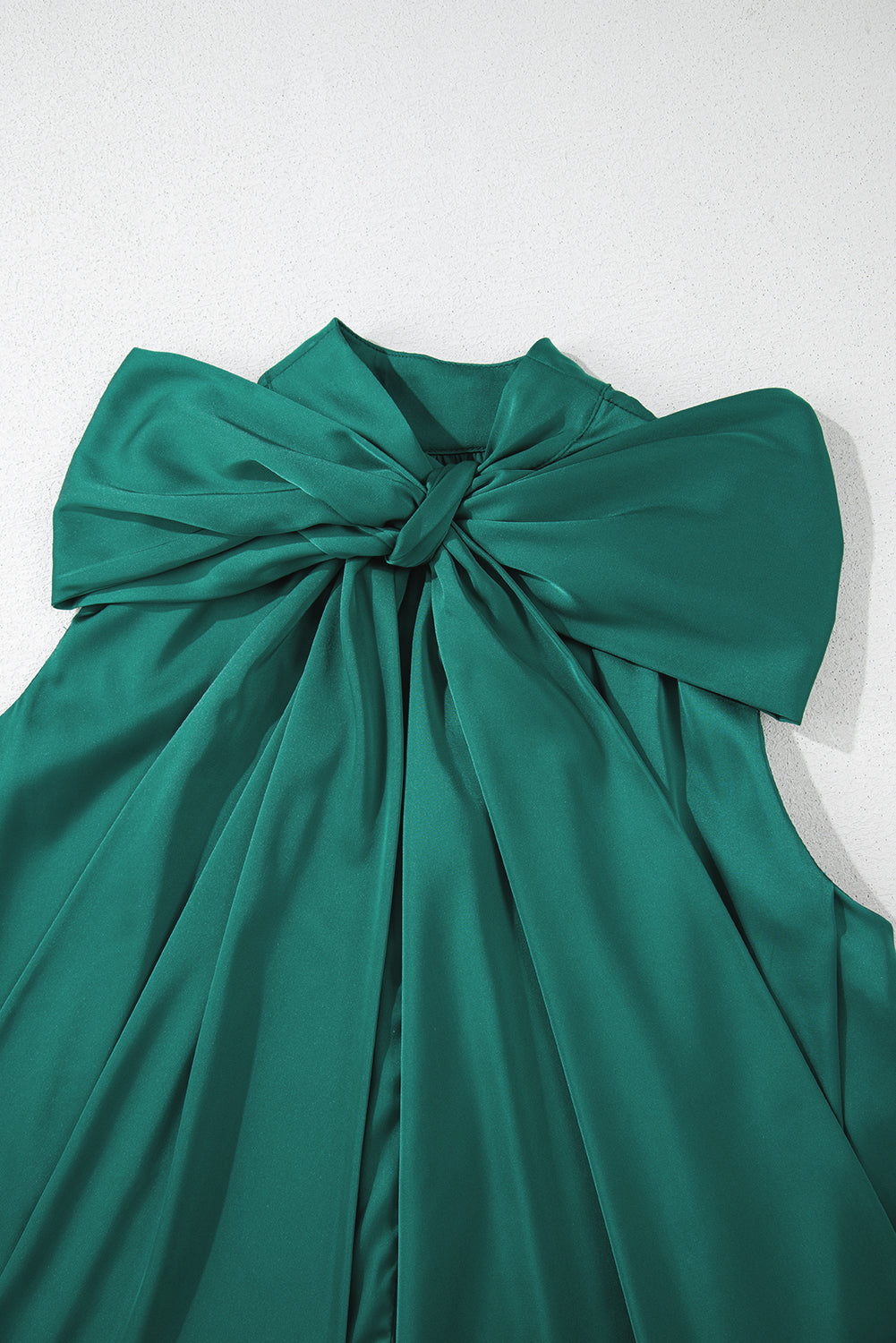 Bow Tie Satin Shift Sleeveless Mini Dress | Evergreen