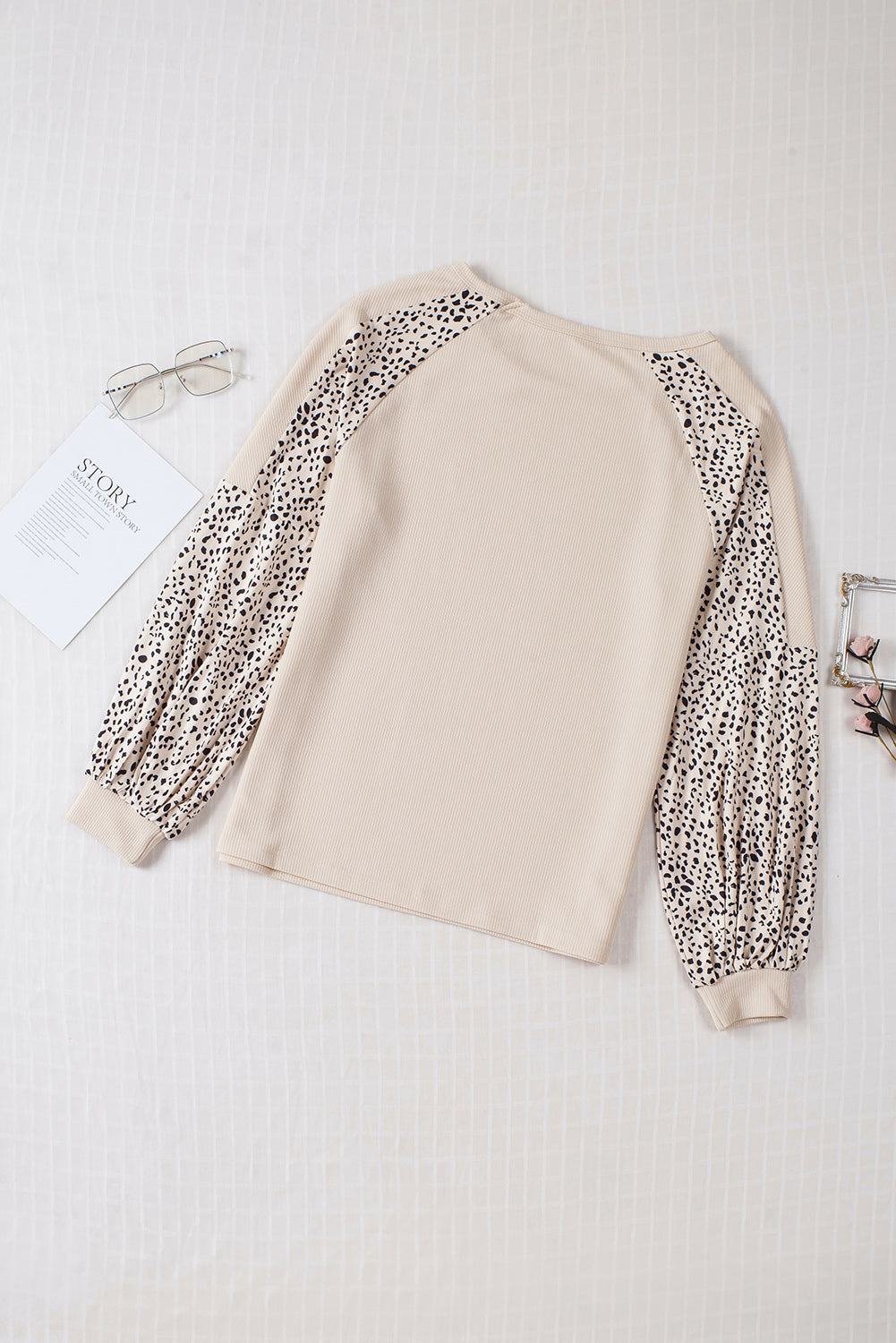 Leopard Print Pullover Top | Khaki