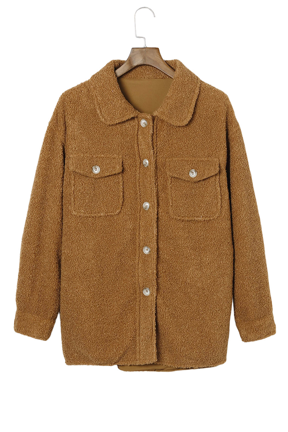 Flap Pockets Button Front Jacket | Brown