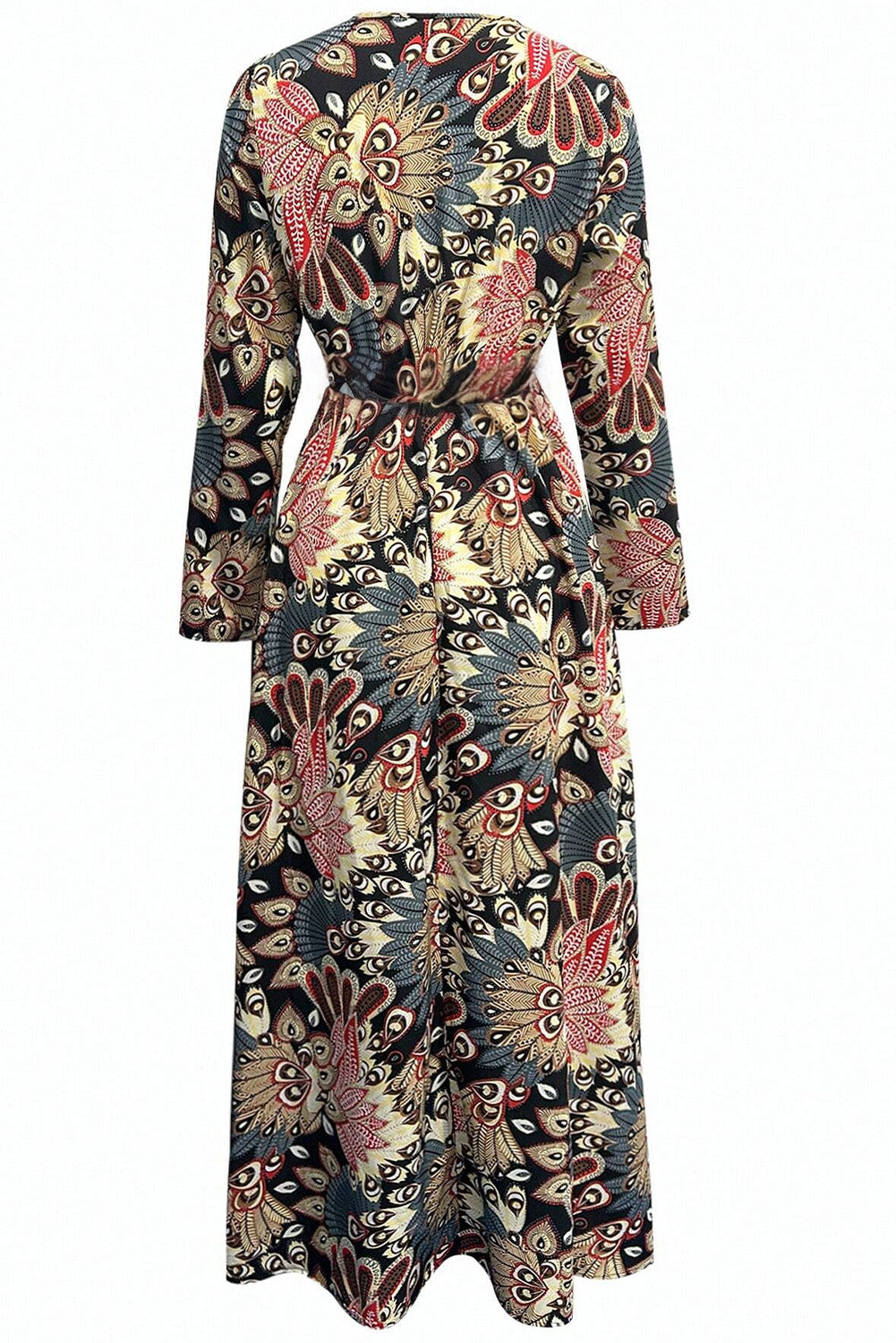 Floral Print V Neck Wrap High Waist Maxi Dress | Black