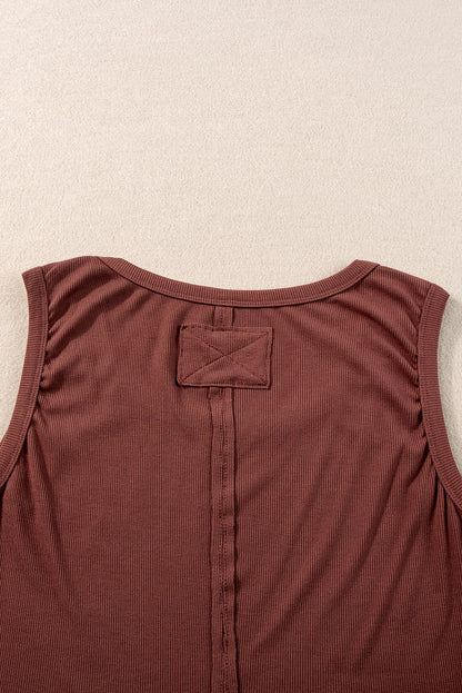 Ribbed Exposed Seam Cropped Tank Top | Coffee