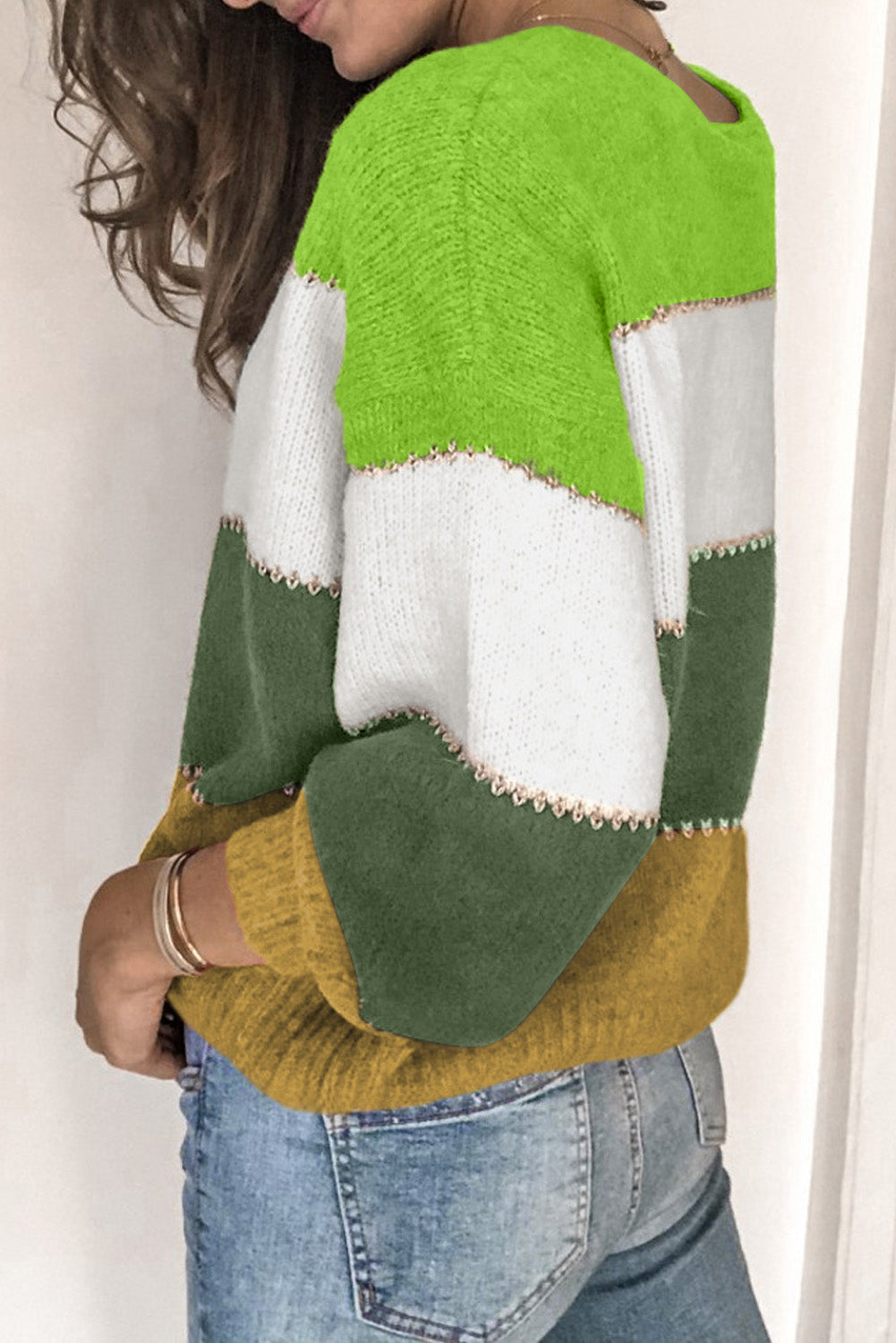 Pullover Colourblock Winter Sweater | Green