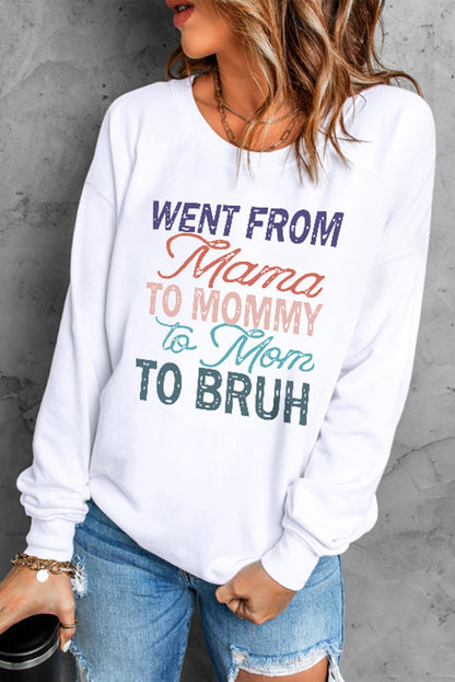 Funny Saying Letters Print Long Sleeve Sweatshirt | White