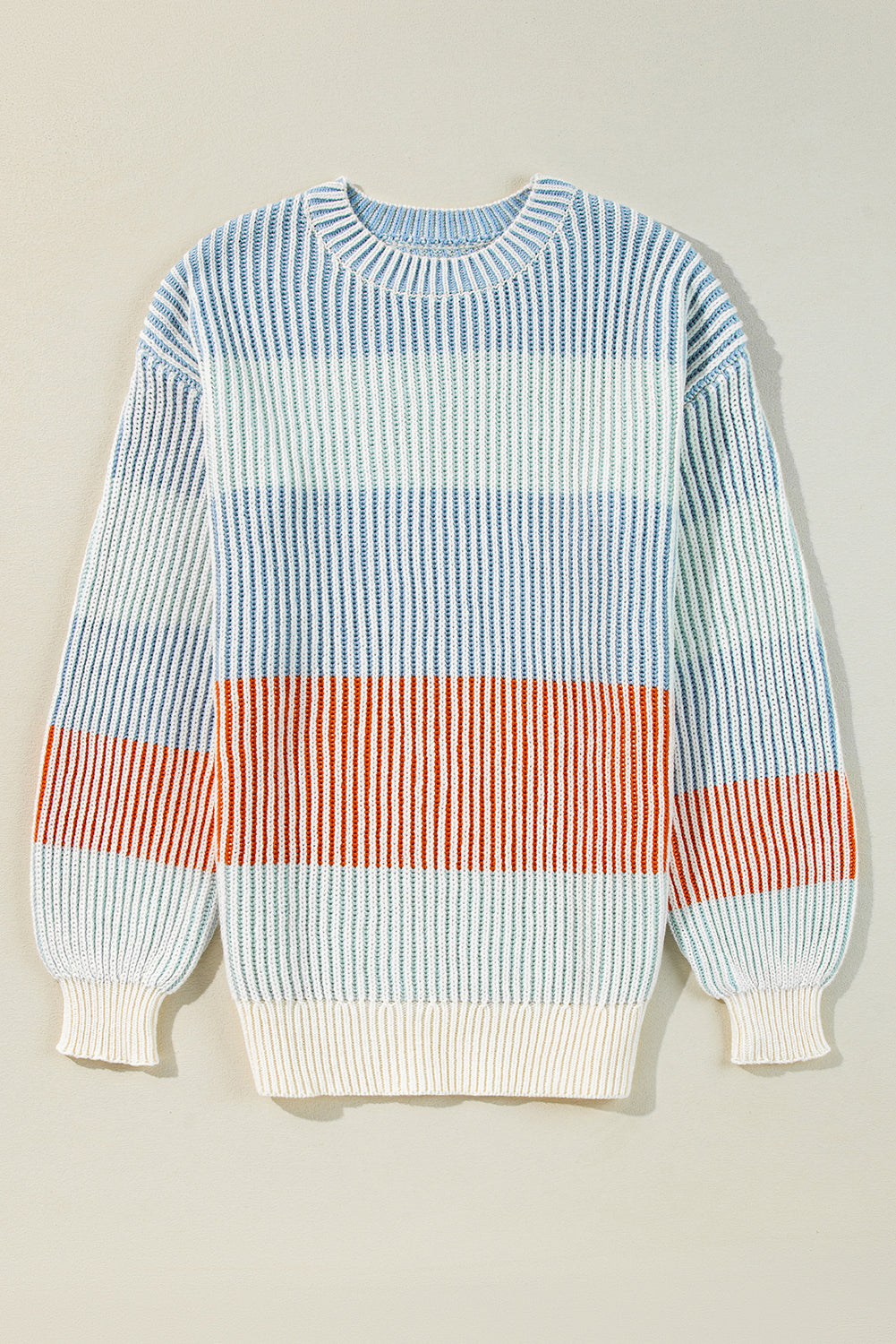 Colourblock Textured Knit Bubble Sleeve Sweater | Multicolour