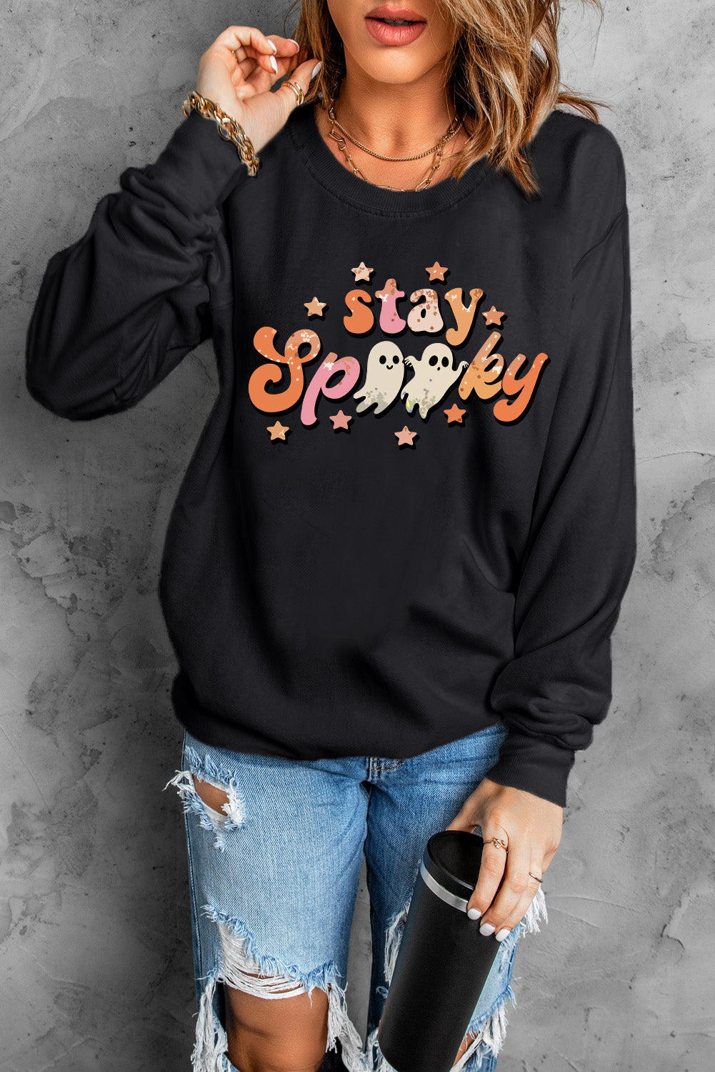 Halloween Stay Spooky Graphic Sweatshirt | Black