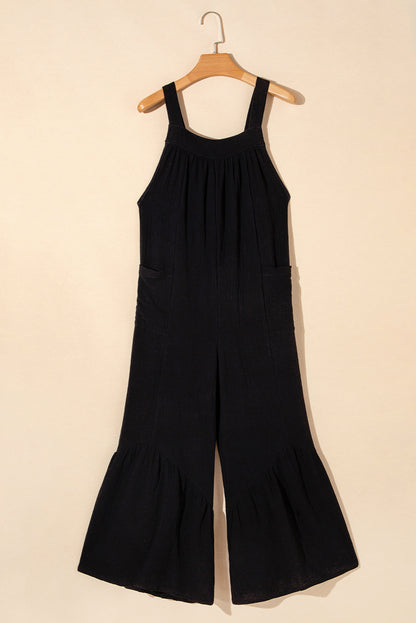 Wide Leg Ruffle Jumpsuit | Black