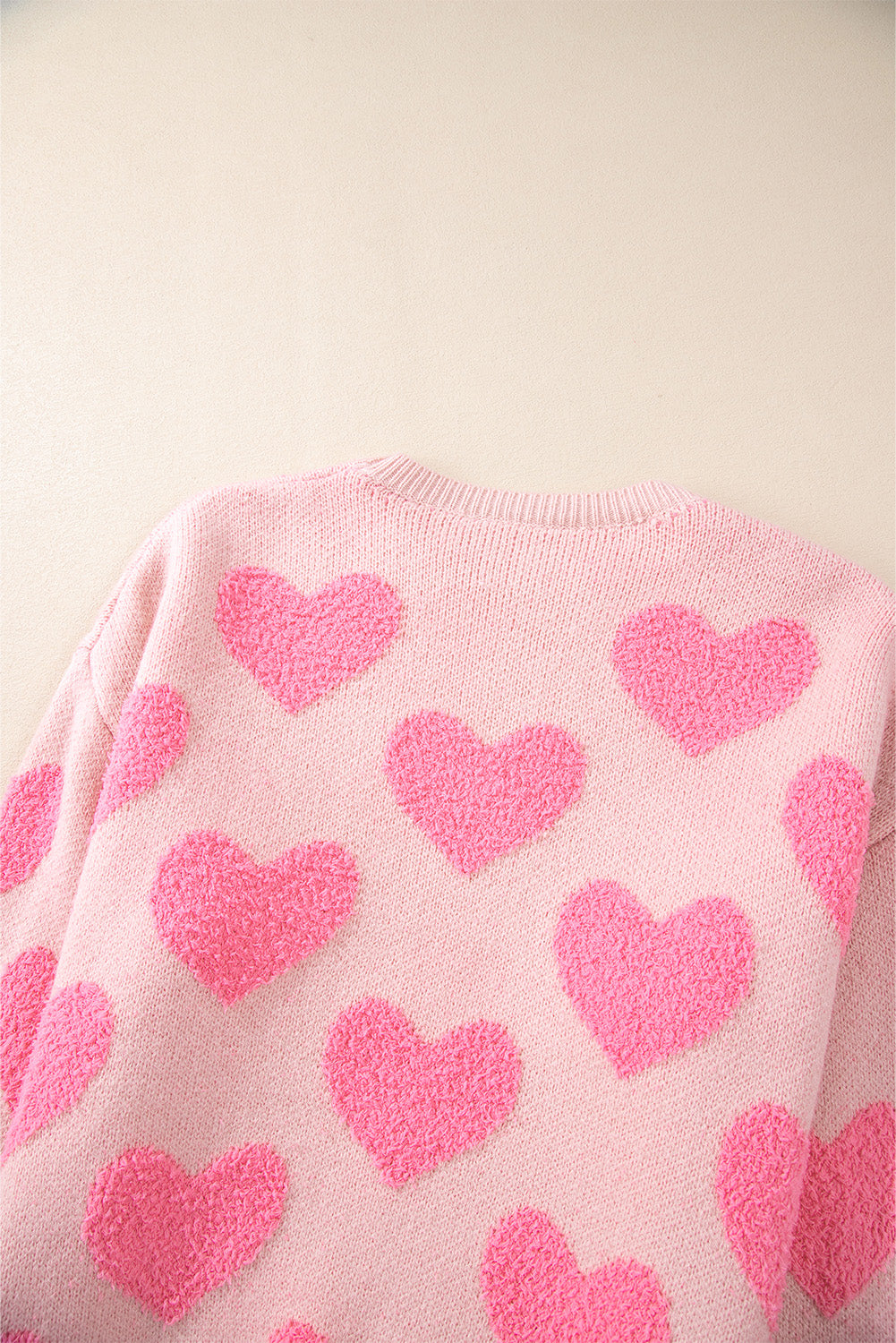 Valentine'S Day Heart Jacquard Knit Sweater | Light Pink