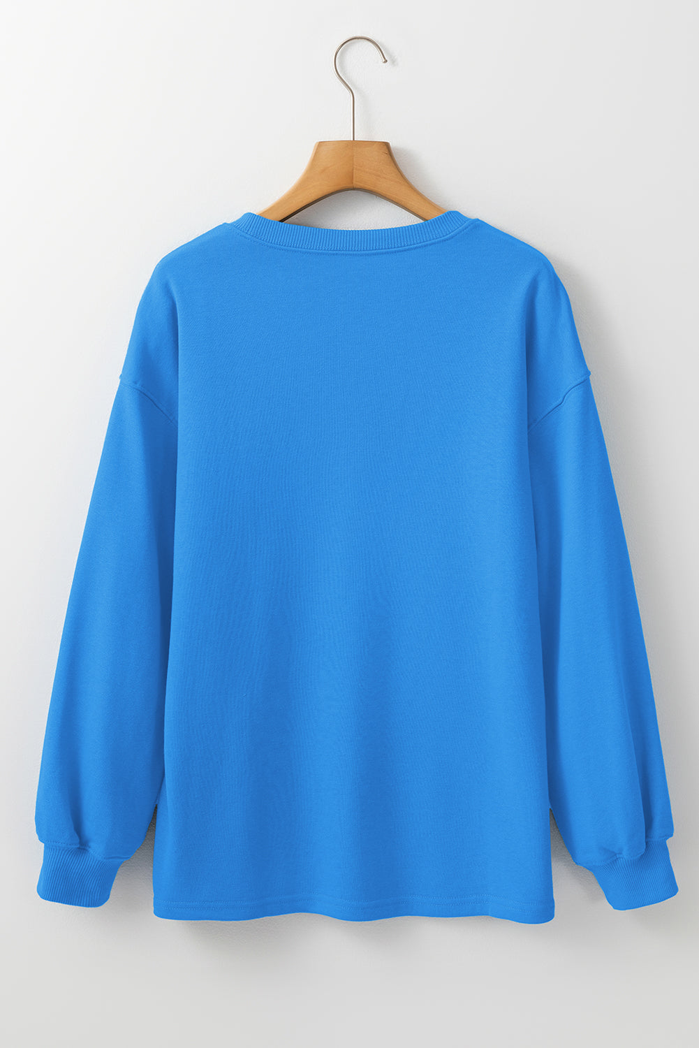 Solid Colour Drop Shoulder Long Sleeve Basic Sweatshirt | Sky Blue