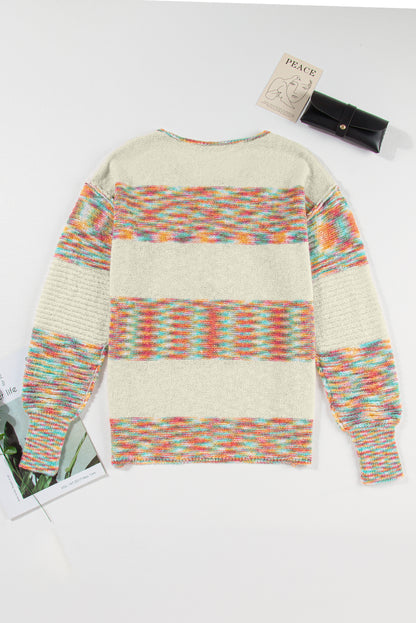 Space Dye Henley Knit Sweater | Multicolour