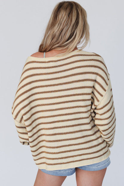 Striped Drop Shoulder Oversized Sweater | Yellow