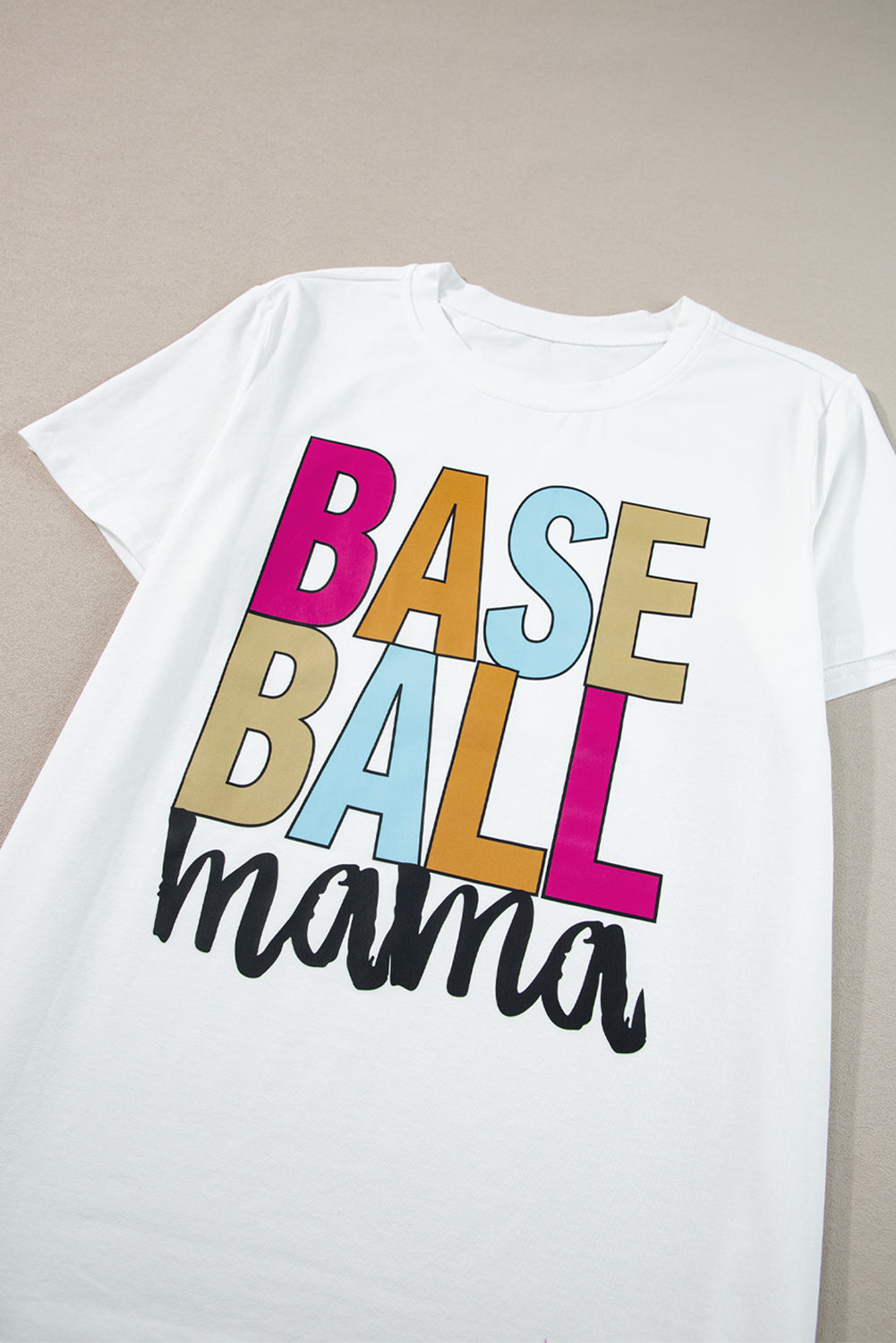 Baseball Mama Multi Colour Graphic Tee | White