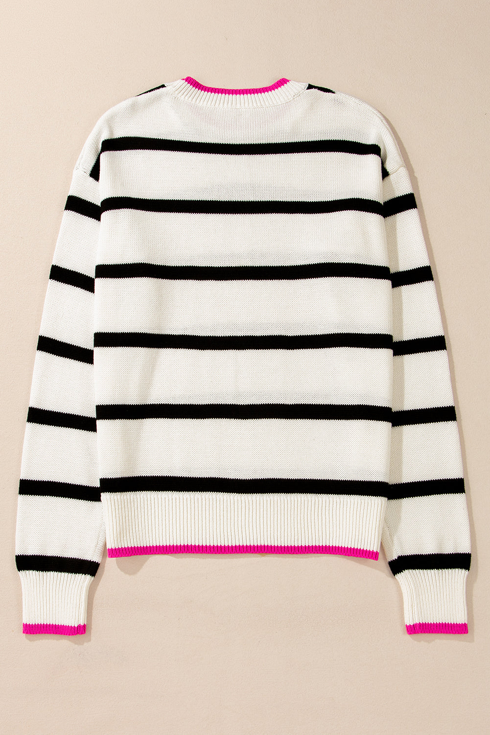 Colour Contrast Drop Shoulder Crew Neck Sweater | White Stripe