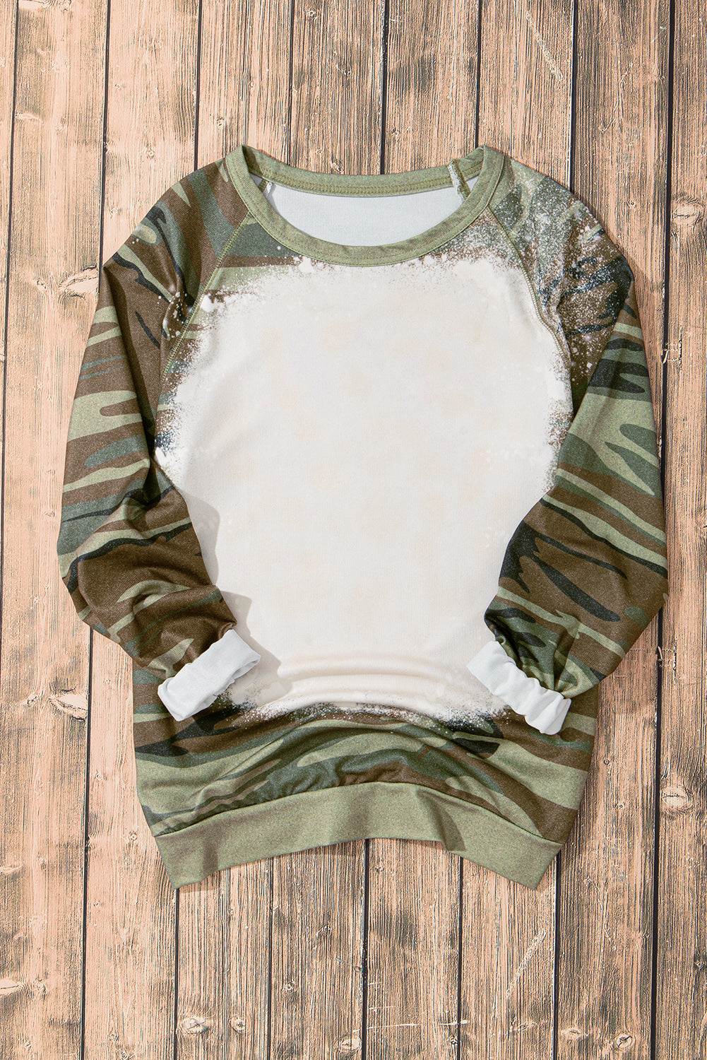 Camouflage Bleached Print Long Sleeve Sweatshirt | Jungle Green