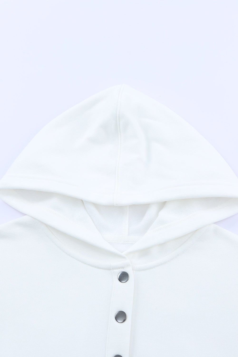 Batwing Sleeve Pocketed Henley Hoodie | White