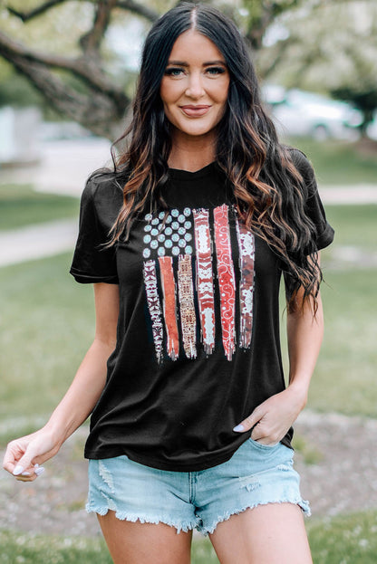 Western American Flag Graphic Tee | Black