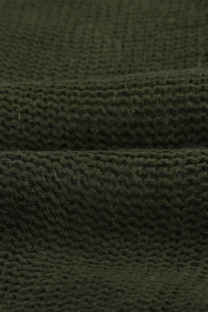 Army  Fur Hood Horn Button Sweater Cardigan | Green