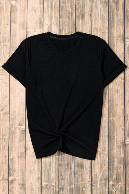 Casual Plain Crew Neck Tee | Black