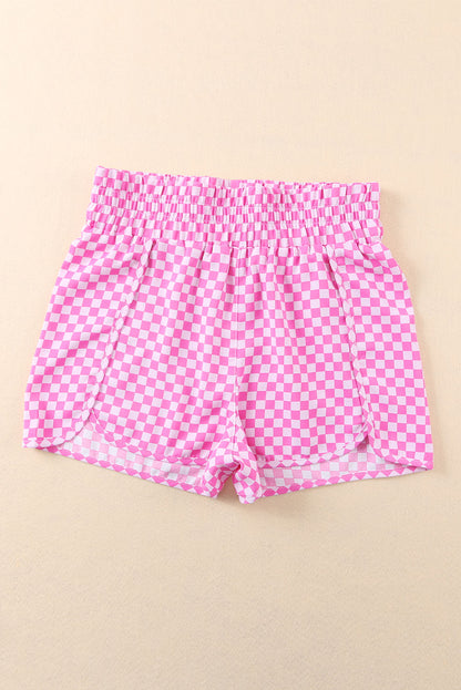 Plaid High Waisted Athletic Shorts | Pink