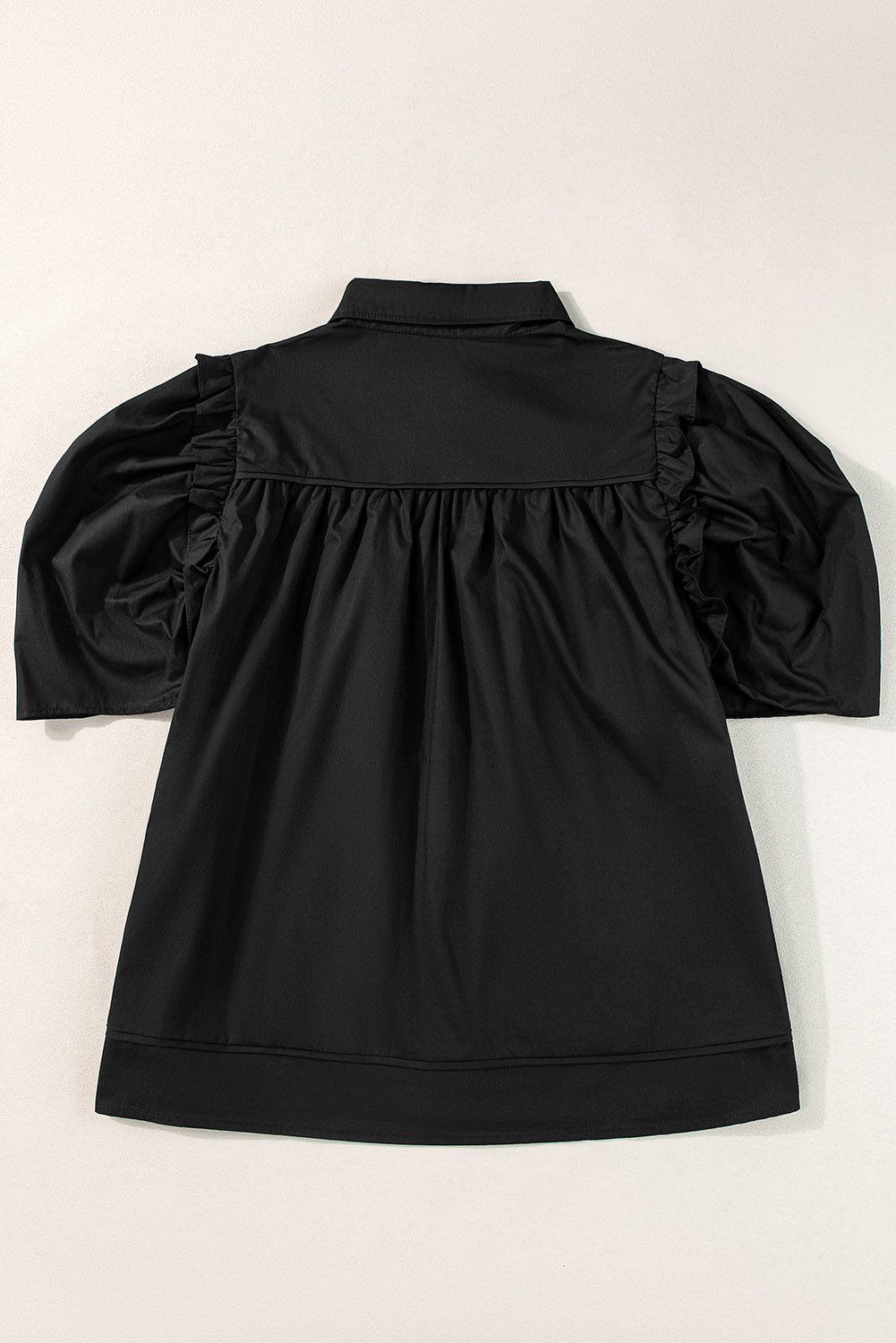 Crisp Puff Sleeve Loose Shirt | Black