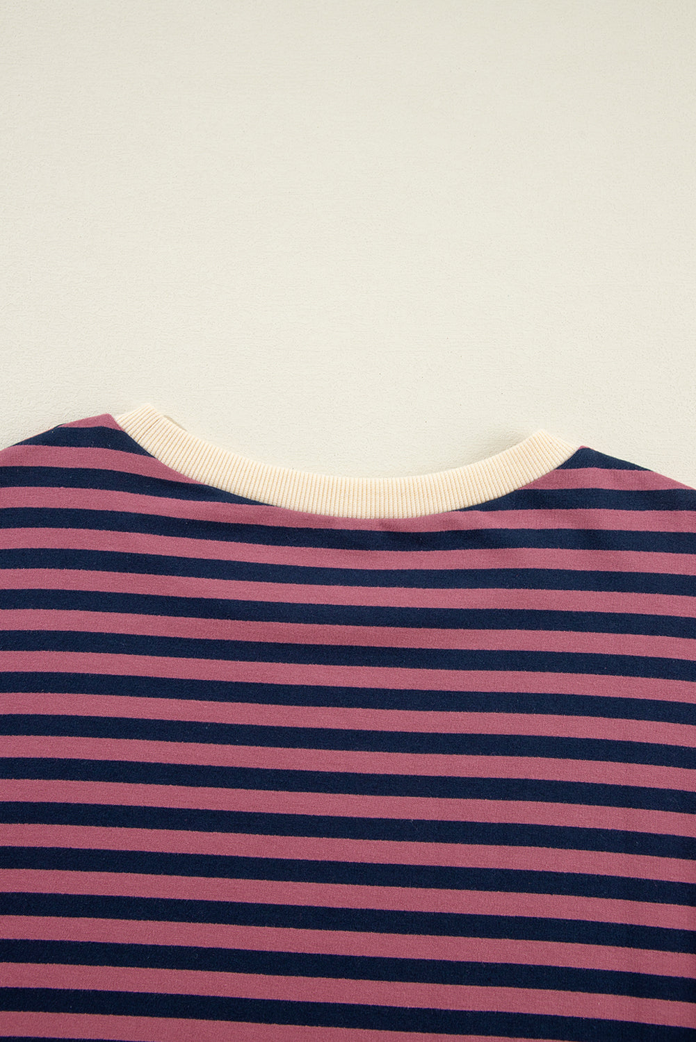 Oversized Contrast Trim Pullover Sweatshirt | Red Stripe