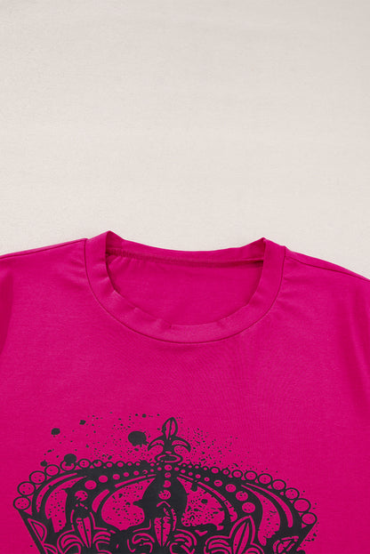 Crown Graphic Crew Neck T Shirt | Pitaya Pink